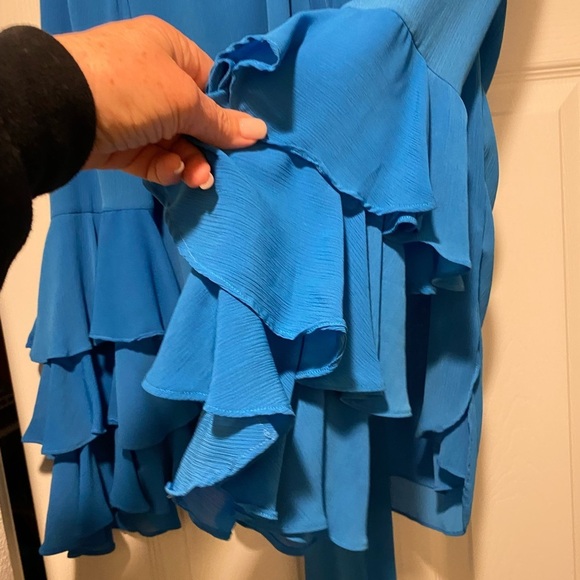Prabel Gurung women’s blue ruffle tie flowing blouse size 14 excellent condition - Picture 6 of 13